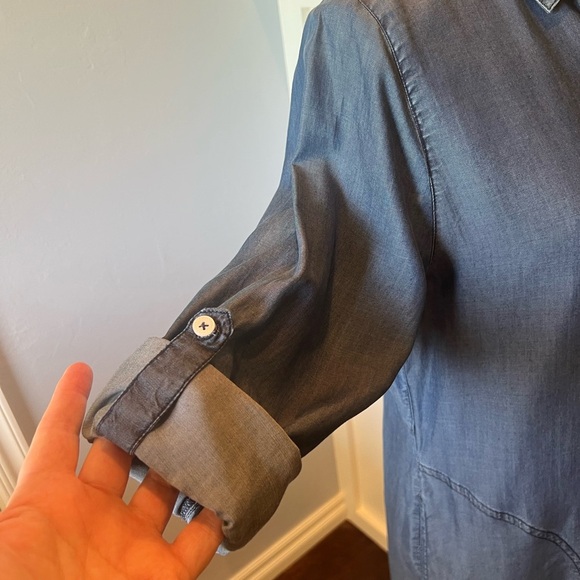 Tommy Bahama 100% Tencel Blue Button-Up Shirt Dress Size S/P Front Pockets - Picture 6 of 13